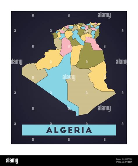 Algeria map. Country poster with regions. Shape of Algeria with country name. Amazing vector ...