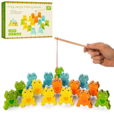 Wooden Frog Jenga Blocks With Fishing - EKT3360 – Extrokids