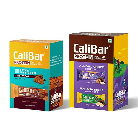 CaliBar 20g & 10g Protein Bar - 3 Bars Almond Choco & 3 Bars Banana ...