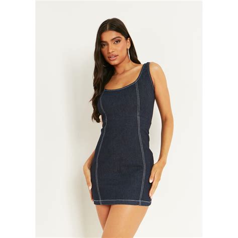 Missy Empire Denim Contrast Seam Mini Dress | Sports Direct