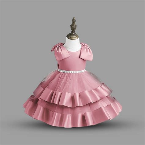 Girls Pink Fluffy Tiered Partywear Dress – INCLUD