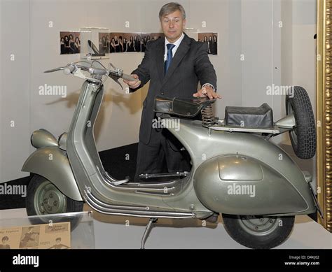 Berlin?s Lord Mayor Klaus Wowereit poses with a Vespa scooter from the ...
