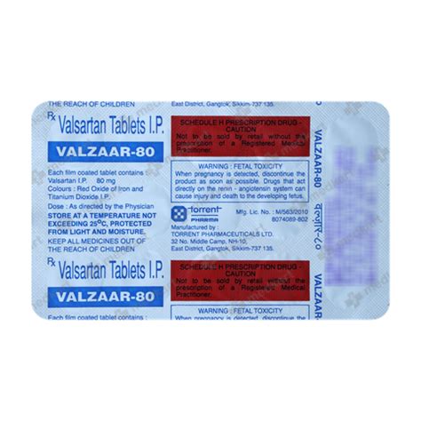 VALZAAR 80MG TABLET 15'S, Price, Composition & Generic Alternatives ...