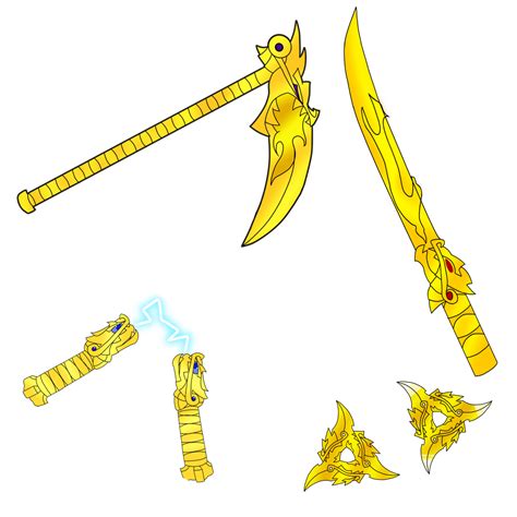 I drew all 4 golden weapons (Very Original I know) : r/Ninjago