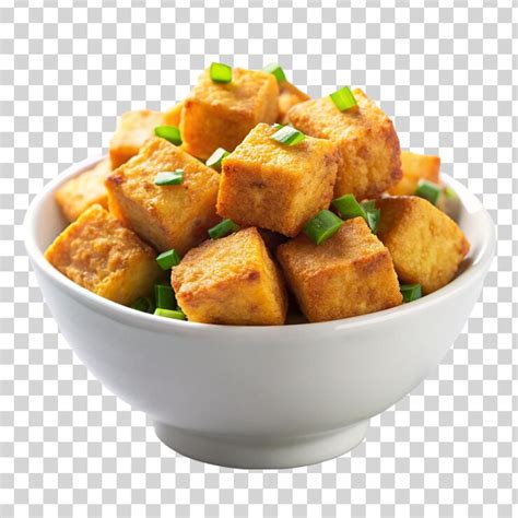 Crispy tofu bites on bowl on transparent background | Premium AI ...