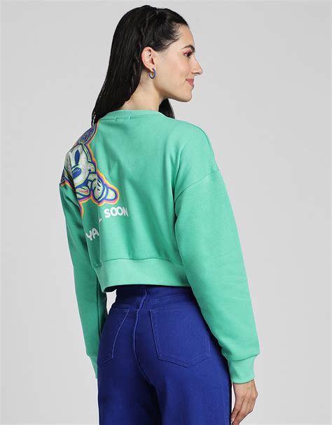 Donald Duck Graphic Printed Green Oversized Sweatshirt – Juneberry