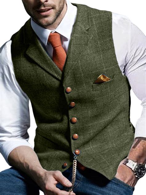 Khaki Dress Vests For Men