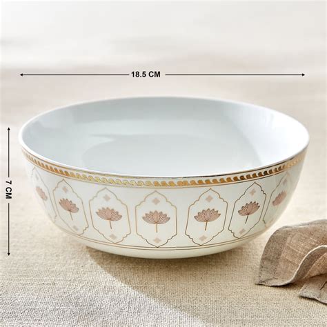Buy India Inspired Lotus Bone China Printed Serving Bowl - 1.21L from ...