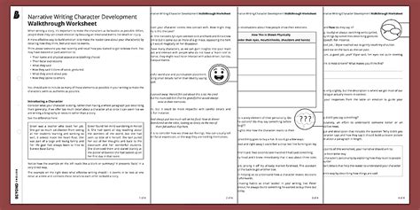 Narrative Writing Character Development Worksheet