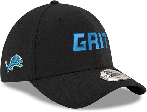Amazon.com : New Era Men's Black Detroit Lions Grit 39THIRTY Flex Hat ...