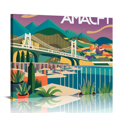 Nawypu Amalfi - Italy Wall Art, Amalfi Coast Print Travel Poster Canvas ...