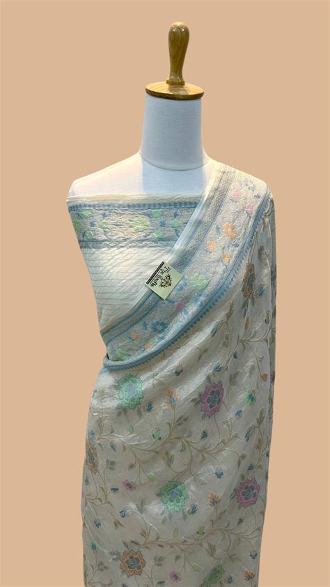 Tissue Georgette Handloom Banarasi Saree - Jaal with Meenakari – The ...