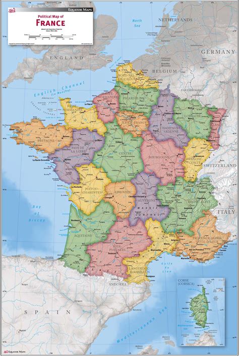 France Political Wall Map by Equator Maps - MapSales