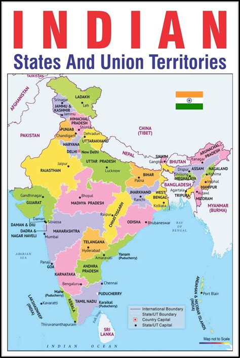 India Map All Capital states wall poster (12 X 18 inches) HTS46 : Amazon.in