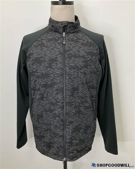 Peter Millar Black & Gray Print Zip-up Merge Elite Track Jacket Size L ...