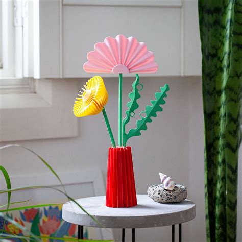 3D Printed Flower Trio - Pink, Yellow, Green