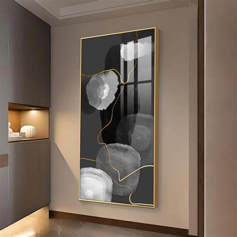 Buy Black and White Symphony Glass Finish Vertical Wall Art Online ...
