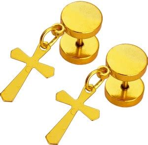Flipkart.com - Buy M Men Style Dumble and jesus cross earring, black ...