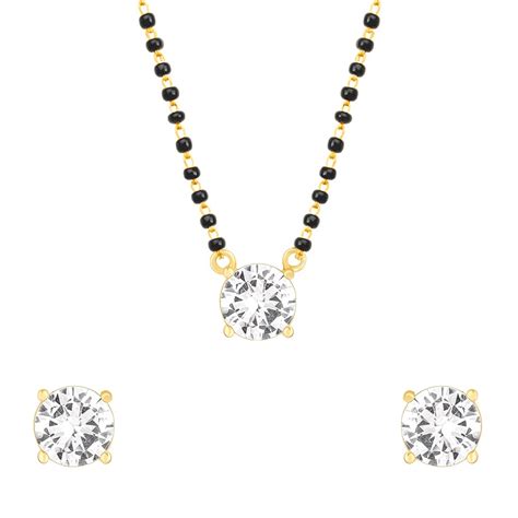 GIVA 925 Silver Golden Classic Solitaire Mangalsutra Set| Gifts for ...