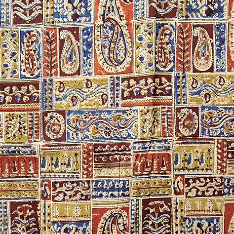 Modal Kalamkari Rust Red With Maroon And Mehandi Green Kairi Tile Hand ...