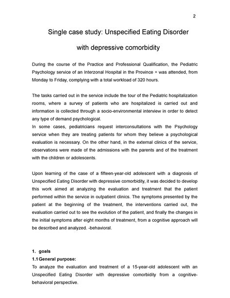 Single case study Unspecified Eating Disorder with depressive ...