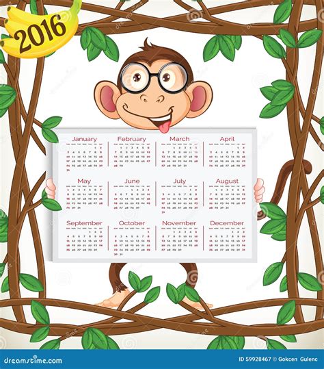 Top 40+ Free 2016 Monkey Calendar Creative Vectors - Great Research