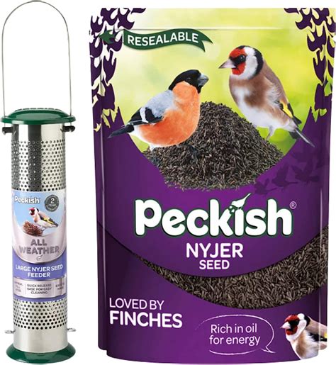 Nyjer Bird Feeder Seed Peckish Bundle with 1x All Weather Nyjer Feeder ...