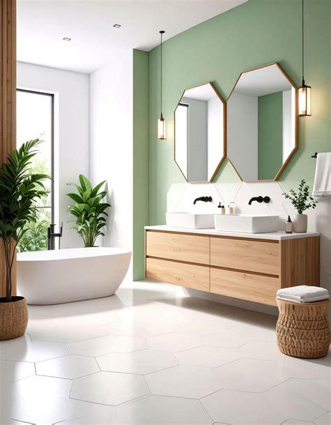 24 Bathrooms with Hexagon Tile Floors to Brighten Baths - Too Much Time