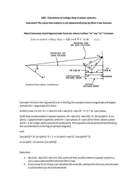 Image result for Voltage Drop Calculation in a Single Line Diagram Example