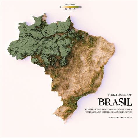 Forest cover map of Brazil using 2019 data. by... - Maps on the Web