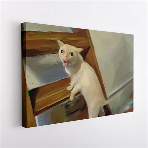 Coughing Cat Meme Painting on Canvas coughing Cat Meme Wall - Etsy