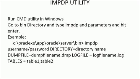 Image result for Impdp Command Examples