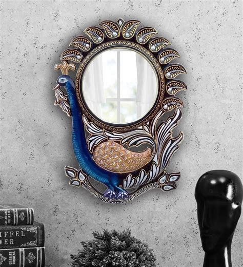 24" Sareen MDF wooden Peacock Decorative Wall Mirror | D'DASS Store