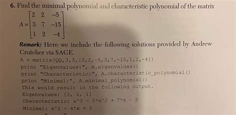 Image result for Examples of Minimal Polynomial of Matrix