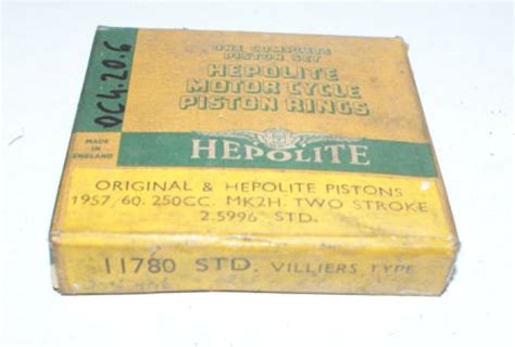 Hepolite Piston Ringe Villiers Type 1957-60 250ccm MK2H Two Stroke STD ...