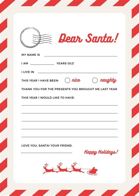 Father Christmas Letter Template Printable - FREE Printable A-Z