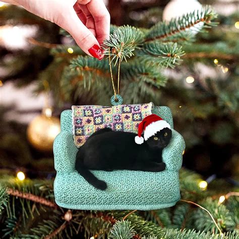 Black Cat Christmas Ornament - 2D Christmas Ornament -Christmas ...