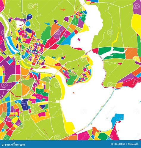 Quanzhou, China, Colorful Vector Map Stock Vector - Illustration of waterfront, traffic: 107434853