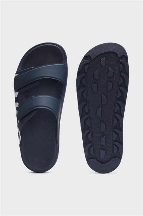 HUGO - Logo sandals with double touch-closure straps - Dark Blue