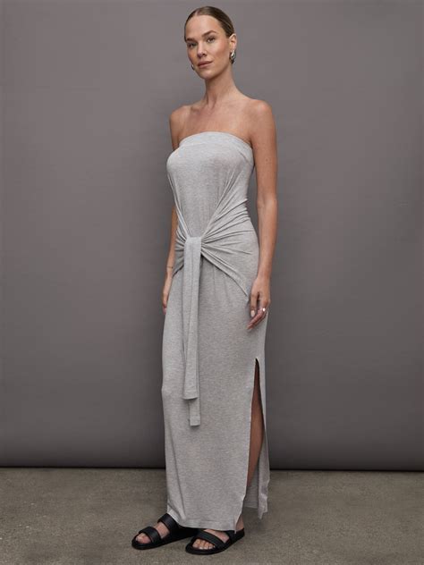Strapless All in One Side Slit Gown - Light Grey – Carbon38