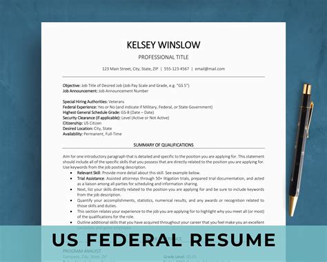 US Federal Government Resume Template for Word & Google Docs | USAJOBS ...