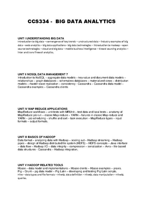 BDA Syllabus - manual - CCS334 - BIG DATA ANALYTICS UNIT I ...