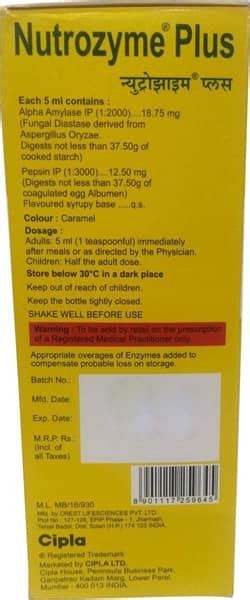 Nutrozyme Plus Pineapple Flavour Bottle Of 200ml Syrup: Uses, Side ...