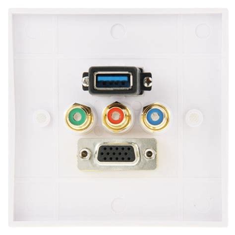 USB 3.0 Female Plug + 3 RCA Female Plugs + VGA Female Plug Wall Plate ...