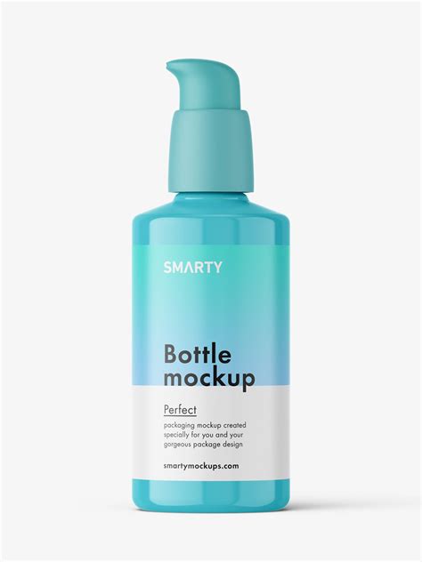 Glossy bottle with airless dispenser mockup - Mockups Design