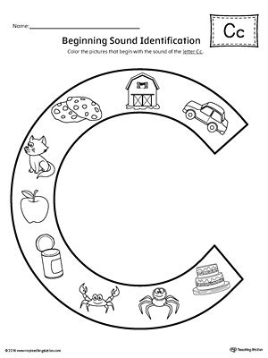 Letter C Beginning Sound Picture Match Worksheet (Color ...