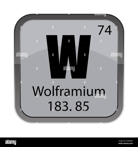 Periodic element icon. W Wolframium marker. Number 74 detail. Vector panel. Chemistry learning ...