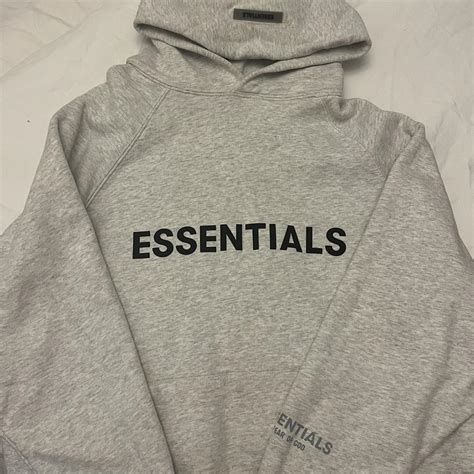 Light grey essentials hoodie Perfect condition 100%... - Depop