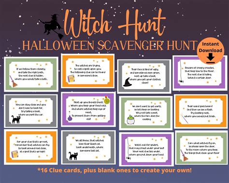 Halloween scavenger hunt witch party game witch hunt game for kids ...