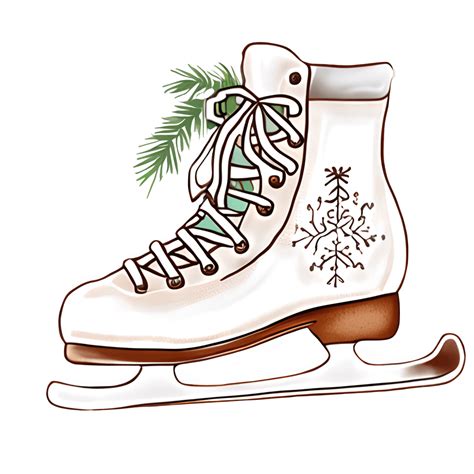 Cute Transparent Omg Clipart Ice Skate with Christmas Pattern Design ...